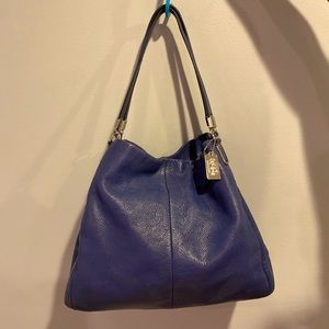Coach Edie Shoulder Blue Leather Hobo bag.
